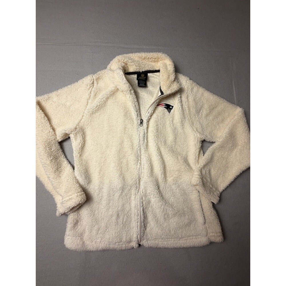 New England Patriots Jacket Girls XL Cream White Sherpa Low Pile Fleece